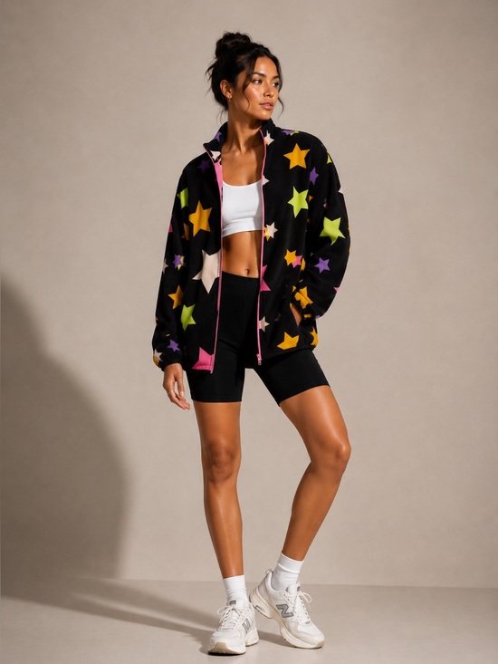 bp Jackets & Blazers - ⭐ bp. Be Proud Star Print Fleece Zip Jacket | Size Small | NWT